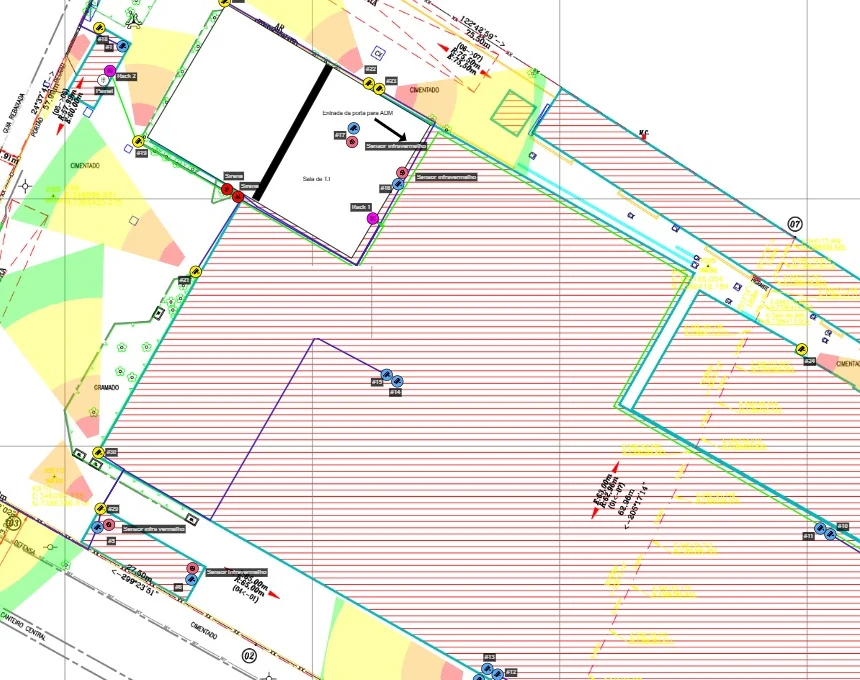Projeto real de posicionamento de câmeras e sensores em centro logístico