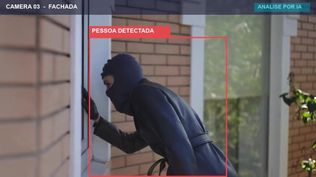 Câmera com IA detecta pessoa mascarada na janela da casa